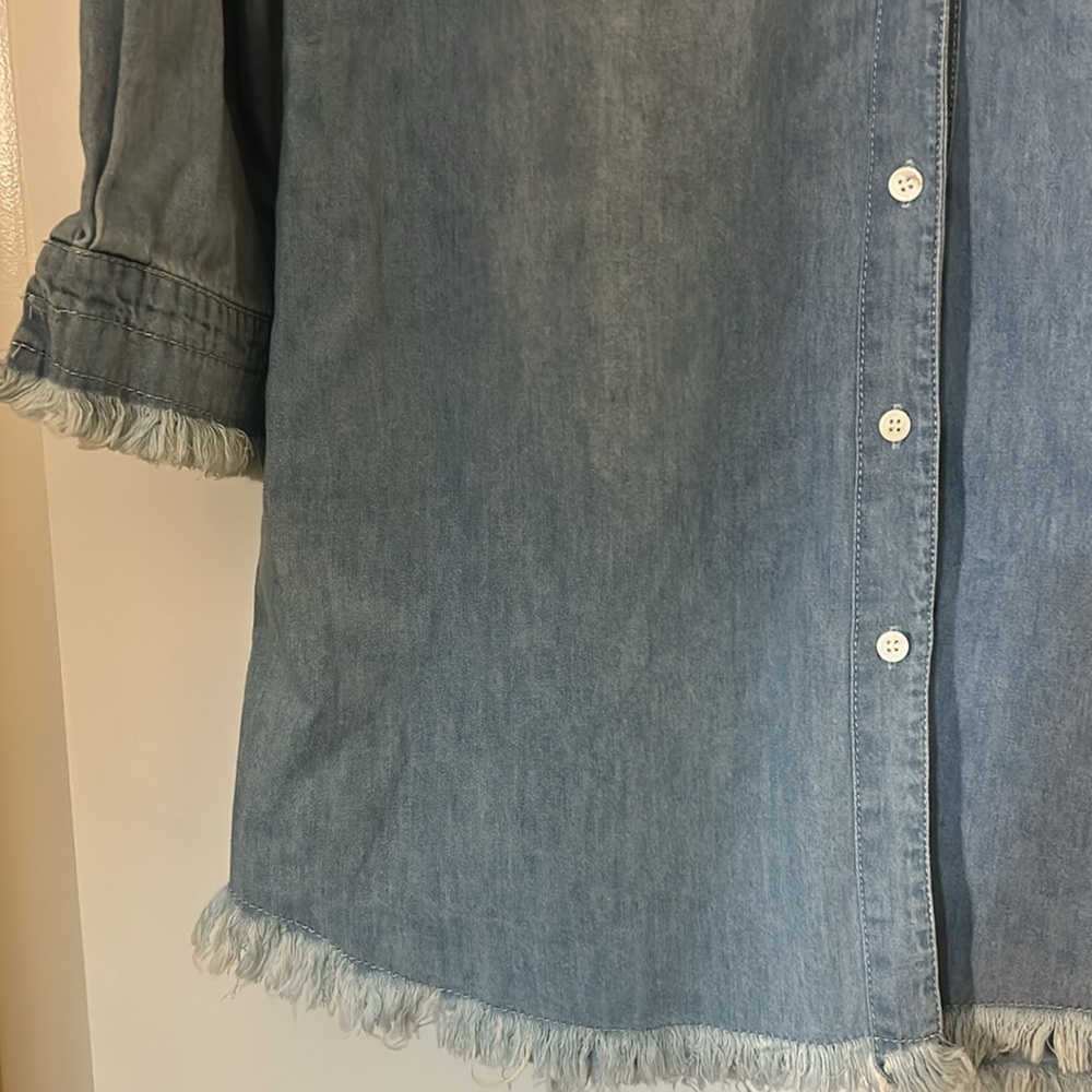 NWT Denim Fringe Hem Dress - Picture 2 of 6